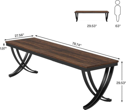 Bureau - Dubbel Lang Bureau - Computerbureau - Computer Tafel - Bureautafel - Bruin en Zwart - 200 x 70 x 75 cm - QUORE