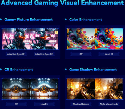 Gaming Monitor - 24.5” 2560*1440 QHD FAST IPS Display - 240Hz Refresh Rate - 1ms GTG - 95% DCI-P3 - HDR10 - Adaptive-Sync - Dynamic OD - Game Rush Mode - PIP &amp; PBP Display - Versatile Picture Modes - Low Blue Light - VESA Wall Mount