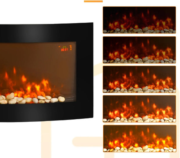 Elektrische Open Haard – Wandmontage - 1000W/200W met Afstandsbediening en Instelbare Vlammen - 89,2 x 13,5 x 48cm