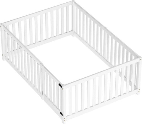 Peuterbed - Kinderbedden 90x200 - Met hek en deur - Modern design - Houten frame - Eenpersoonsbed - Babybedje - Massief grenen