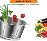 Hakmolen Electrisch - Gehaktmolen - Vleesmolen - Food Processor - Keukenmixer - Hakmolen Elektrisch - Grijs - 500W - 2 Snelheden - Roestvrij staal - 2L