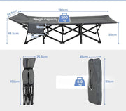 Veldbed - Kampeerbed - Vouwbed - Ligbed - Stretcher- Campingbedje - Opvouwbaar - 1 Persoons - Grijs