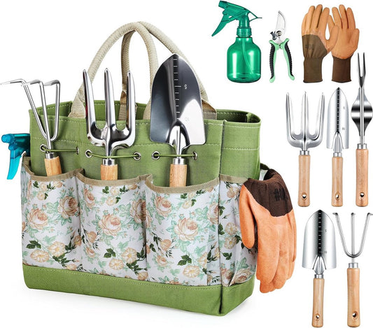Tuingereedshapset – tuingereedschap – garden tools set – gardening set – duurzaam - 9-delige - Groen