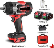 Slagmoersleutel - Slagsleutel - Moersleutel - Met Koffer - Met Accessoires - 2x Accu - 2800W - 8000Rpm - Rood