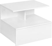 Aan De Muur Gemonteerd Nachtkastje - Zwevend nachtkastje - Ruimtebesparend bijzettafeltje - E1 Houtmateriaal  - 40 cm x 31 cm x 35 cm - Wit