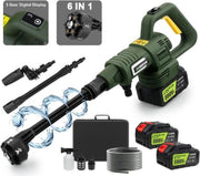 Auto Was Pistool - Hoge Drukspuit - Drukspuit - Professioneel - Met Display - Met Accessoires - 200Bar - 3 Modus - 6 In 1 - Groen - 2x Accu - Met Opbergtas