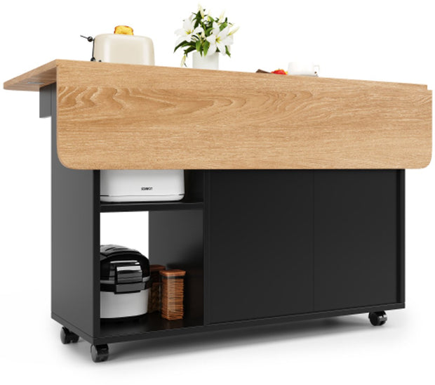 Keukeneiland - Modern Keukeneiland - Keukenkast - Uitneembare Serveerwagen Buffetkast - Eetkamerwagen - met Houtnerf - Buffetkast - Multifunctionele Eettafel - met Opbergruimte