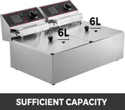 Frituurpan - Frituurpannen - Frituurpan Dubbel - Frituurpan tafel - Frituurpan Groot XXL - Frituurpan Grote Mand - Frituurpan Elektrisch - 2x6L - Frituurmandje -