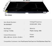 Inductiekookplaat - 6800W - 4 Kookzones - Touchscreen met 9 Verwarmingsniveaus - Geschikt voor Professionele Keukens en Huishoudens - Zonder Stekker - Zwart