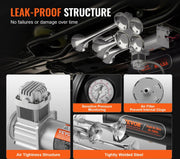 Hoorn Claxon - 4 Stuks - Luchthoorn - 12 Volt - Met Compressor - 150DB - Zwart