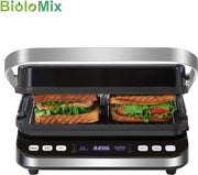 Grill apparaat - Contactgrill - 2000 watt - Digitale display - Opent volledig - Gourmetstel - Anti aanbak