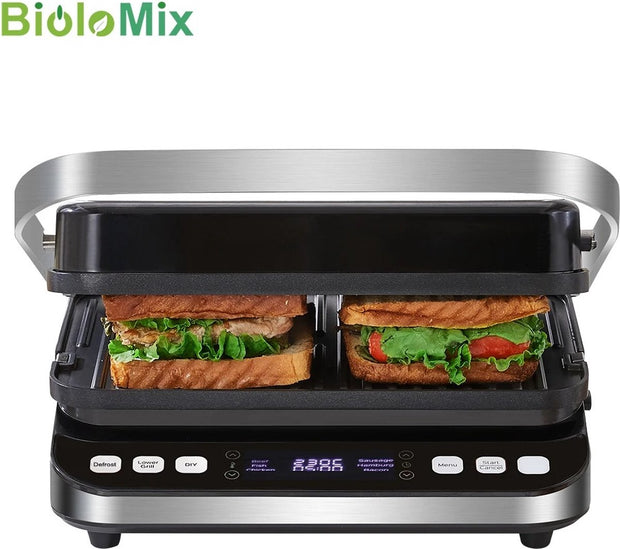 Grill apparaat - Contactgrill - 2000 watt - Digitale display - Opent volledig - Gourmetstel - Anti aanbak