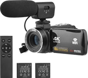 4K Ultra HD - Handycam Camcorder - 2 in 1 Set Met Externe Microfoon - 42 megapixels HD-digitale camera 18X digitale zoom 3,0 inch scherm met flits - Inclusief 2 Batterijen En Afstandsbediening