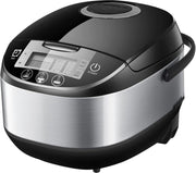 Slow Cooker with Timer - Ceramic Inner Pot - Hotpot - Rice Cooker with Steam and Keep Warm Function - Multicooker with Non-Stick Inner Pot - Brushed Black