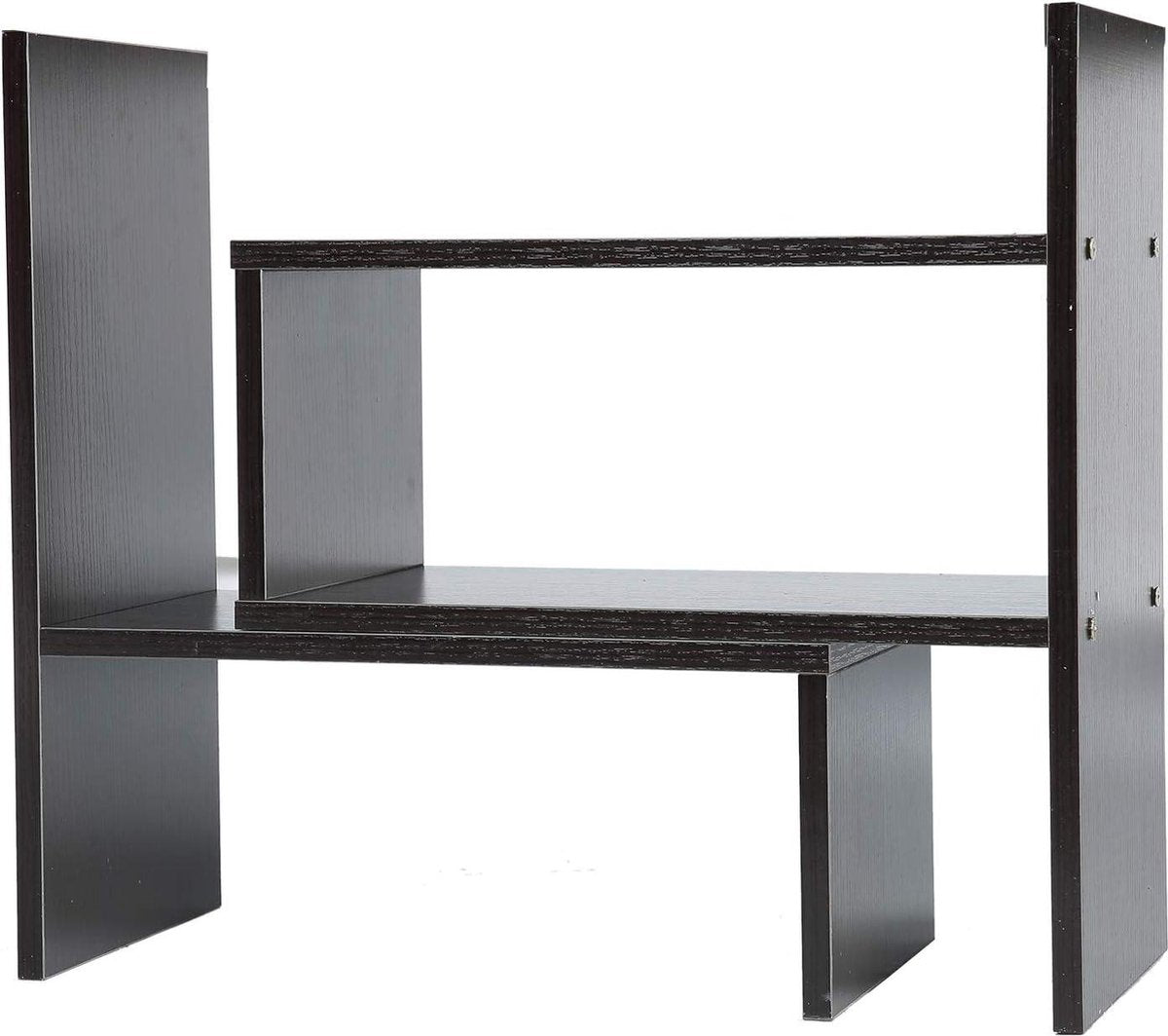 Storage Rack DIY Table - Adjustable Desktop Bookcase Organizer for Office Home - Wood Color(Black Walnut)