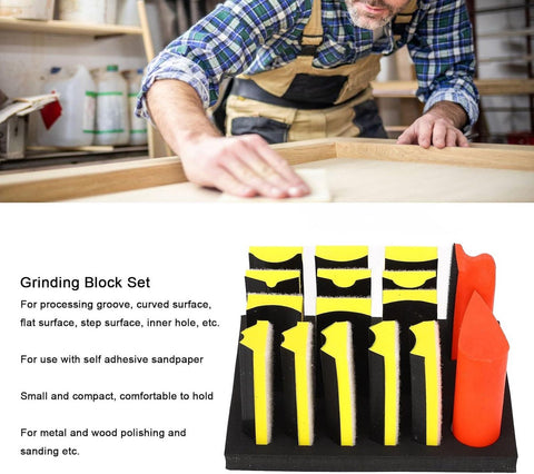 Profielslijpblok Dubbelzijdige contour- en Hoekschuurgrepen - Concaaf Convex Profielschuurgreep Pads Profielgrepen voor Handschuren