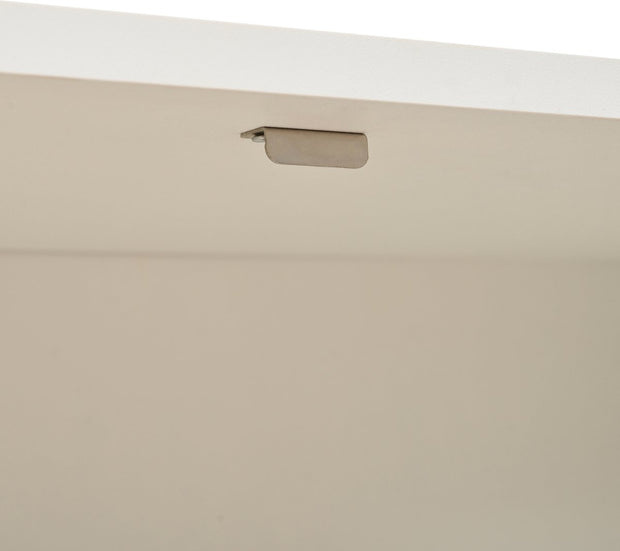 Dressoir - Wit - met 3 Deuren - Veel Opbergruimte - Kunstrotan Deuren en Metalen Handgrepen - is een Accentstuk in de Eetkamer - Woonkamer en Keuken