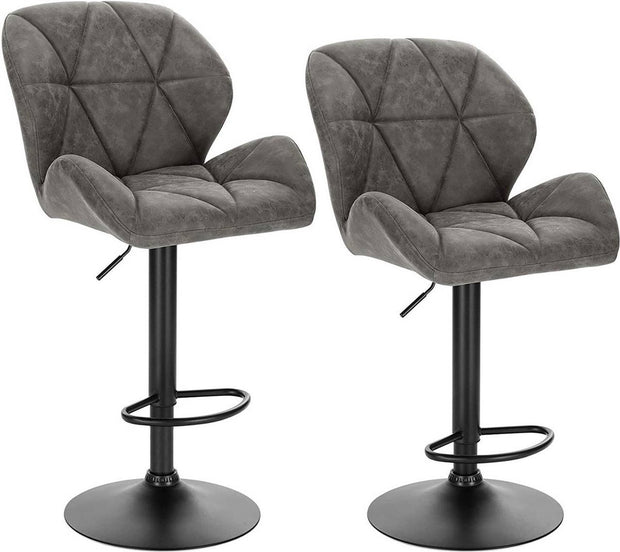 Barkruk Comfy Grijs - Met rugleuning - Stevig- Kunstleer - Set van 1 - Keuken - Barstoelen ergonomisch - Verstelbaar in hoogte - Zithoogte 60-82cm