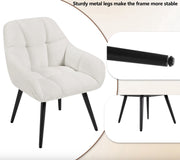 Fauteuil - Stoel - Leesstoel - Eetkamerstoel - eettafel - Teddystof - Zachte stof - Metalen poot - Wit