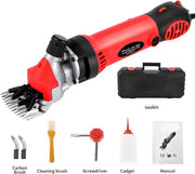 Clipper - Professionele Clipper - Met Koffer - Volledige Set - Grote Trimmer - Schapen Trimmer - Scheermachine - Scherende Machine voor Wol - 6 Snelheidsstanden - 900W - Rood