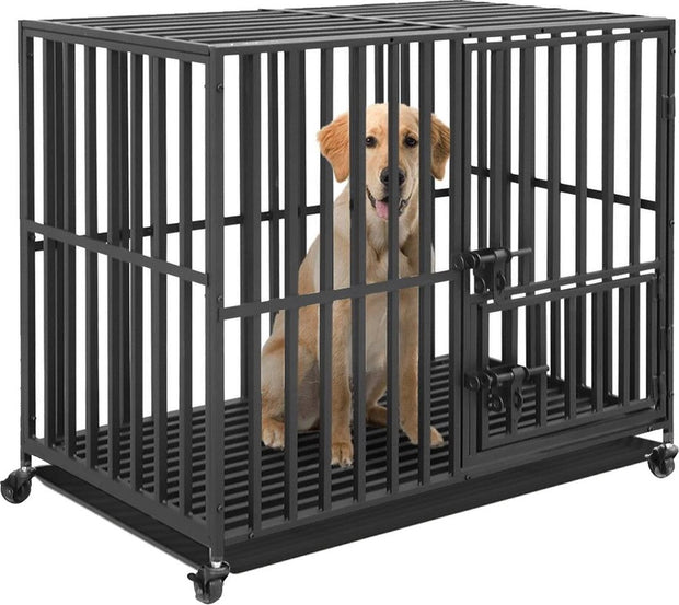 Hondenbench - XL - Bench - Bench voor honden - Extra Stevig - Verrijdbaar - 107 x 77.5 x 94cm - Zwart