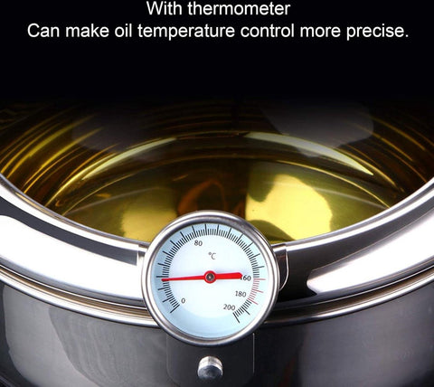 Frituurpan Japanse stijl Tempura Frituurpan met Thermometer - Inductiekookpan Kip Pot Kookgerei voor Keuken - L 24cm .
