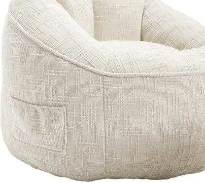 Zitzak met Voetensteun - Stoel met Hoge Druk Schuimvulling - Ergonomisch Ontwerp - Chenille Stof - 89x88x76 cm - Beige