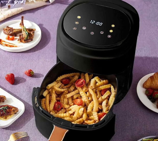 Airfryer - Grote Capaciteit - Inhoud 8L - Multifunctionele Friteuse - Heteluchtfriteuse - Temperatuurregeling - 220-240V - Oven - Grill - Defrost Function - Zwart