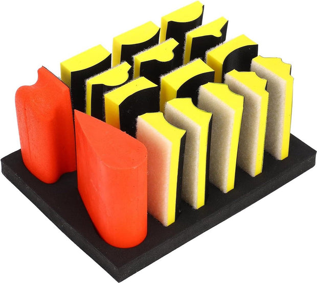 Profielslijpblok Dubbelzijdige contour- en Hoekschuurgrepen - Concaaf Convex Profielschuurgreep Pads Profielgrepen voor Handschuren