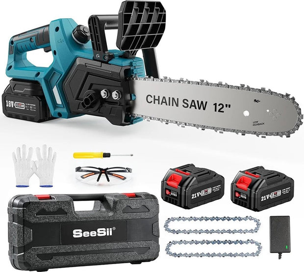 Elektrische Kettingzaag - Kettingzaag - Stille Kettingzaag - Zaag - Elektrische Zaag - 2x Accu - 5000Mah - 30000Rpm - 300mm