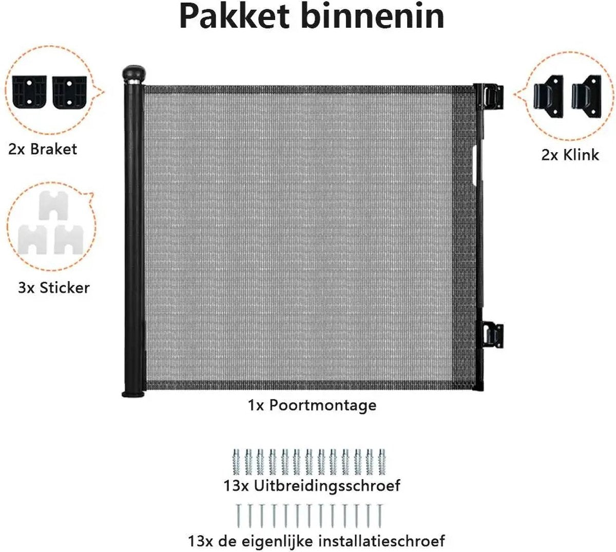 Door gate - Child gate - Dog door gate - Durable protective net - 140cm - Black