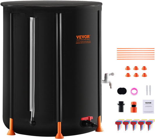 Opvouwbare Regenwatertank - Zonwerend - Slijtvast En Vlamvertragend - Geschikt voor Wateropslag In Huis - Tuinirrigatie - Landbouwgebruik En Noodwatervoorziening - 201L - Zwart