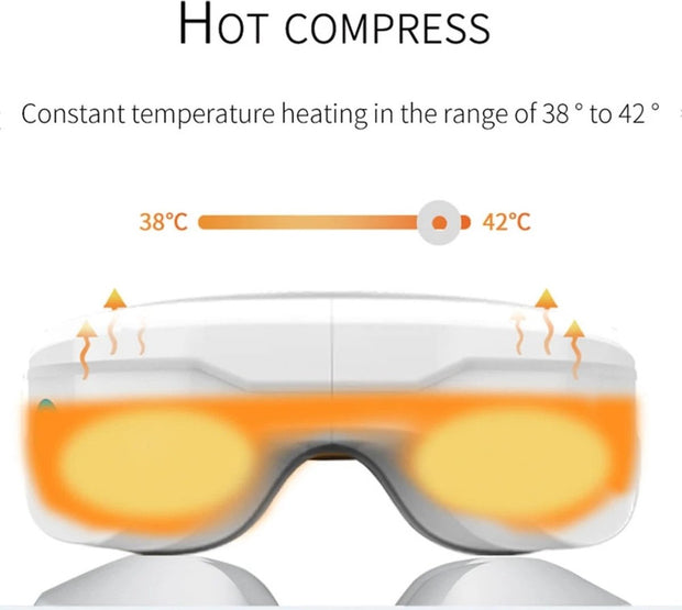 Oogmassage Apparaat - Massager - Ontspanning - Met Trillingen - Verlicht Vermoeidheid - Bluetooth - USB - 23x9x9 cm - Wit