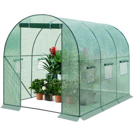 Serre van Folie - Kweekkas - Broeikas - 300x200x190 cm - Voor Alle Seizoenen - Met Deur en 6 Ramen - Groen