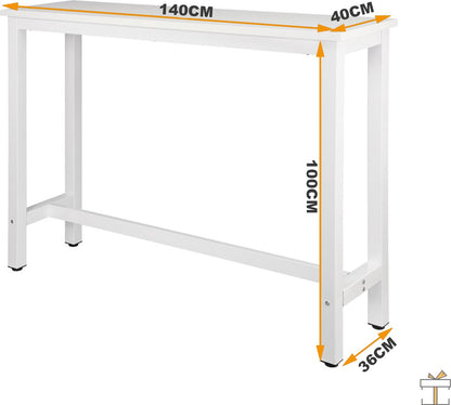 Deluxe bar table - Indoor bar table - Rectangular - Metal - White - 140x40x100cm