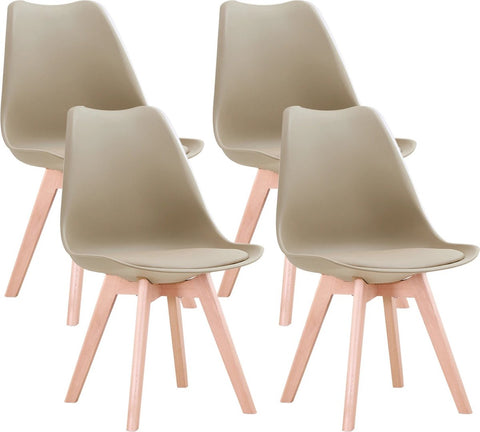 Eetkamerstoelen - Eetkamerstoel - Scandinavische Stijl - Kuipstoel - Ergonomisch - Set van 4 - Beige