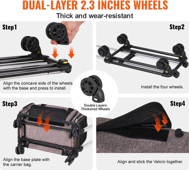 Reismand Kat en Hond - Huisdier Drager Trolley - Ademend Reistas met Telescopische Handgreep, Wielen en Schouderriem - Draagbare Rugzak - Draagtas Honden - Perfect voor Uitgaan en Reizen met Honden en Katten