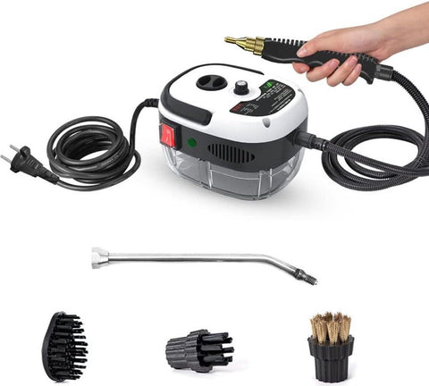 Draagbare Handstoomreiniger -  2500W -  Hoge Druk -  Reinigingsmachine met Borstelkoppen -  Borstelkoppen voor -  Keuken Meubels -  Badkamer Auto - Wit