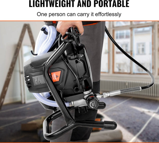 Airless Verfspuitsysteem - 750W - 3000PSI Spuitpistool - Hoge Druk Verfspuit - met 15m Hogedrukslang - 1.2 l/min Maximale Stroom - Zwart