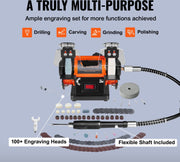 Dubbele Slijpmachine - 3-in-1 Multifunctioneel - Krachtige 50W <Otor - Borstelloos - 3 Polijst Schijven - Sieraden - 100+Accessoires - Polijsten - Slijpen