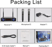 Microfoon set van 2 - Karaoke - Kinderen - Volwassenen - Verstelbare Frequentie - 625.00-655.00MHz - Tot ongeveer 30m - Power adapter - Receiver - Ontvanger - Antennes - Zwart - LCD scherm