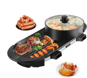 Grillplaat - Elektrische Barbecue - BBQ Elektrisch - Grill Apparaat - Inclusief Pan - 2-in-1 - Bakplaat Elektrisch - Hot Pot - Instelbare Temperatuur - Temperatuurregelaar