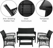 Tuinset - Inclusief Tweezitsbank en Enkele Stoelen - Comfortabele Kussens - Flexibele Opstelling - Grijs