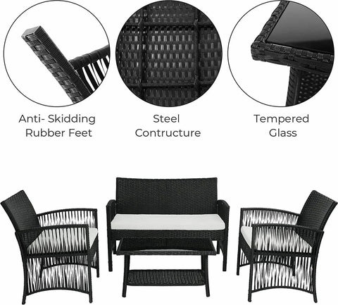 Tuinset - Inclusief Tweezitsbank en Enkele Stoelen - Comfortabele Kussens - Flexibele Opstelling - Grijs