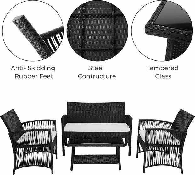 Tuinset - Inclusief Tweezitsbank en Enkele Stoelen - Comfortabele Kussens - Flexibele Opstelling - Grijs