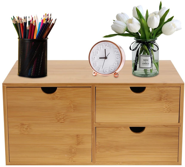 Bureau-organizer - Lades - Bureau-accessoires - Bureaukast - 33 cm x 19 cm x 16 cm - Bamboe - Houtkleur