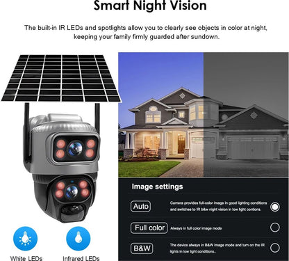 Beveiliging camera zonne-energie - Draaibare camera - Waterdicht - Nachtzicht - Met microfoon - Met app - Spraakintercom