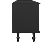 Lowboard - Tv-Meubel in Retrostijl - Gouden Handgrepen - Veel Opbergruimte - Met Glazen deur - en Massief Houten Poten - Zwart