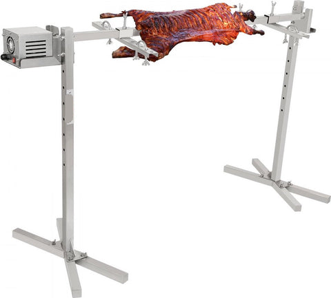 Speenvarkensgrill - Lamsgrill - 117 cm -  41 kg - Roestvrij Staal - Rotisserie Spit - Braadgrill - 42W -  Lamsgrill BBQ-grill - Grillwagen Barbecue - 8in - Hoogte verstelbare Grote - Piesgrill kalkoenvlees, ham