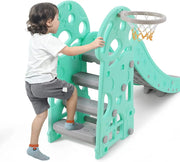 Glijbaan - Met basketbal ring - Mintgroen - Voor binnen en buiten - Makkelijk op te bergen